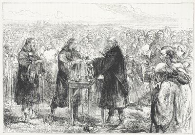 Feiring av eukaristien av hussittene i et felt nær Praha, illustrasjon fra The History of Protestantism av James Aitken Wylie (1808-1890), pub. 1878 av English School