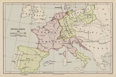 Sentral-Europa i 1812 (fargelitografi) av English School