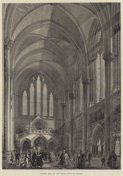 Central Hall of the Royal Courts of Justice (gravering) av English School