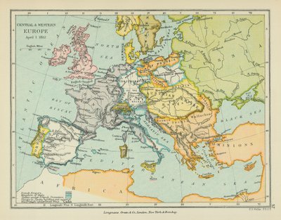 Sentral- og Vest-Europa (fargelitografi) av English School