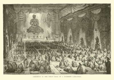 Seremoni i den store salen til et buddhistisk lamasseri av English School