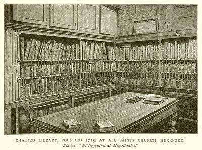 Chained Library, grunnlagt 1715, ved All Saints Church, Hereford av English School