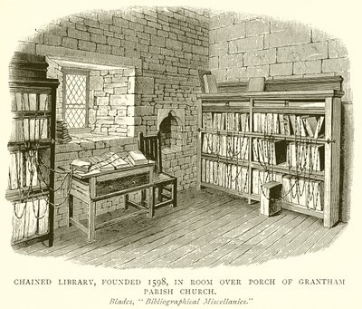 Chained Library, grunnlagt 1598, i Room over Porch of Grantham Parish Church av English School