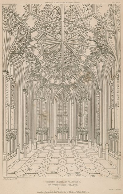 Chantry Chapel i Cloisters, St Stephens Chapel, Westminster Palace av English School