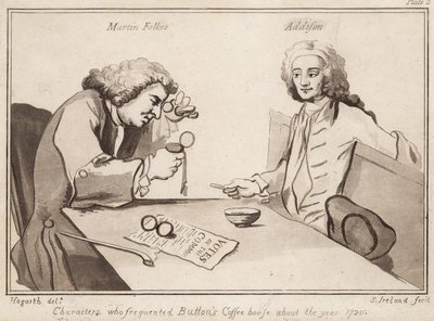 Karakterer som besøkte Buttons Coffee House rundt 1720-årene; Martin Folkes, Addison av English School