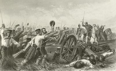 Angriff der Highlander vor Cawnpore unter General Havelock von English School