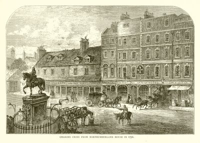 Charing Cross fra Northumberland House i 1750 av English School