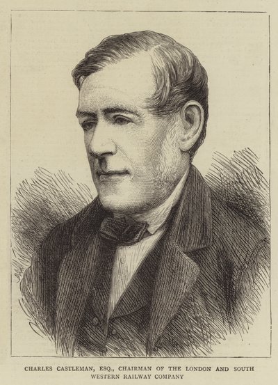 Charles Castleman, Esquire, styreleder i London and South Western Railway Company (gravering) av English School