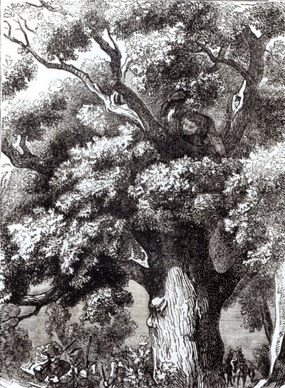 Charles II (1630-85) Skjult i eiketreet, 14. oktober 1651 av English School