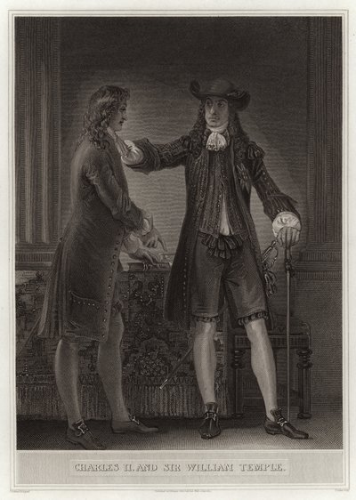 Charles II og Sir William Temple av English School