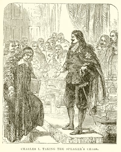 Charles I inntar talerstolen av English School