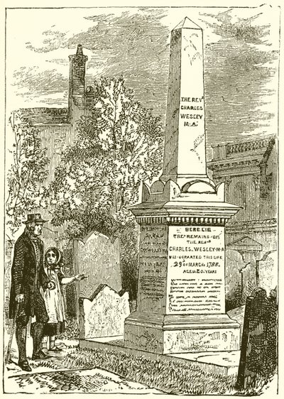Charles Wesley, gravstein (gravering) av English School