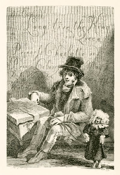 Charles Wood, en blind mann, med et orgel og en dansende hund av English School