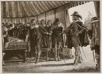 Charles and the Scottish Commissioners, illustrasjon fra Cassells Illustrated History of England (sepia-foto) av English School