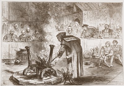 Charles ser Play of the Masks, illustrasjon fra The History of Protestantism av James Aitken Wylie (1808-1890), pub. 1878 av English School