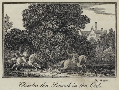 Charles den andre i eiken (gravering) av English School