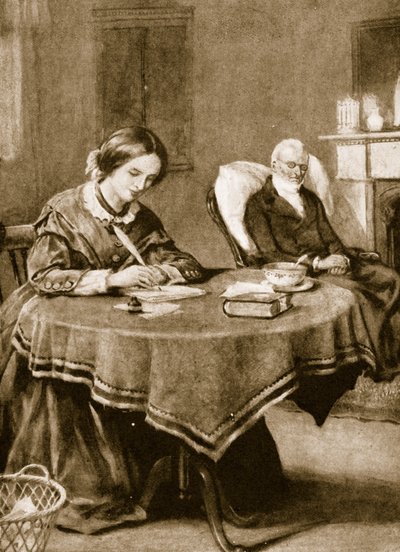 Charlotte Bronte jobber med Jane Eyre av English School