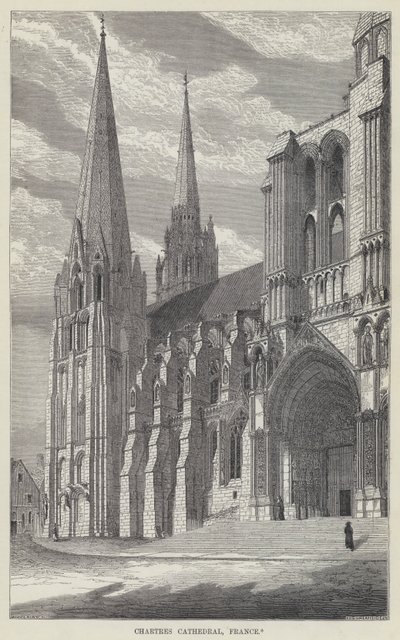 Chartres katedral, Frankrike (gravering) av English School