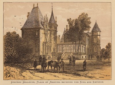 Chateau Bellevue, møtestedet mellom kongen og keiseren (farget gravering) av English School
