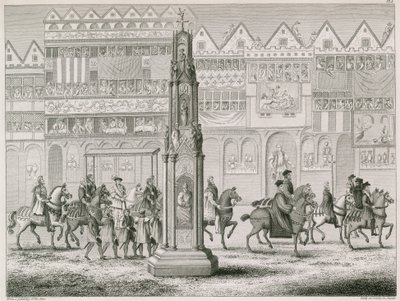Cheapside Cross, slik det dukket opp i år 1547 av English School