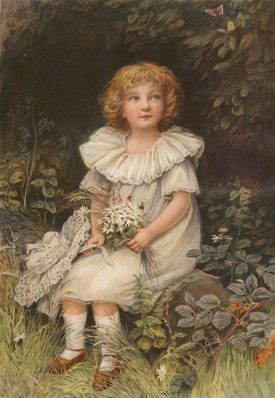 Barn og sommerfugler (chromolitho) av English School