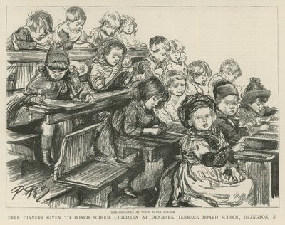 Barn på jobb etter middag av English School