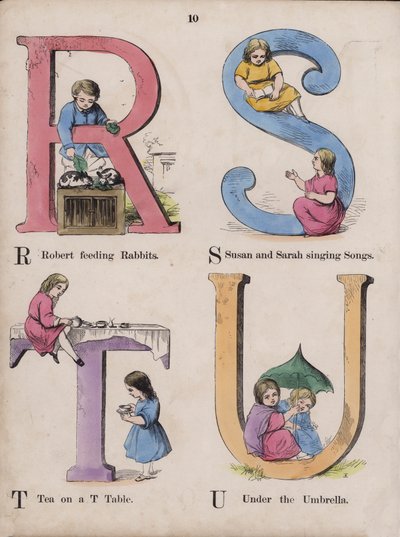 Barnealfabet (farget gravering) av English School