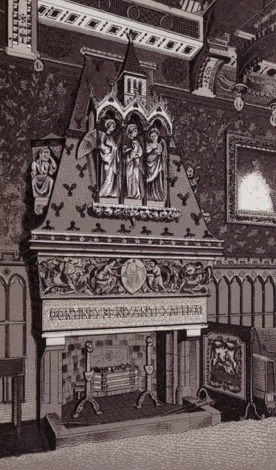 Skorsteinsstykke, Cardiff Castle (litho) av English School