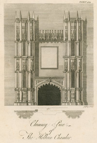 Skorstein i Kina-rommet, Strawberry Hill, Twickenham, London av English School