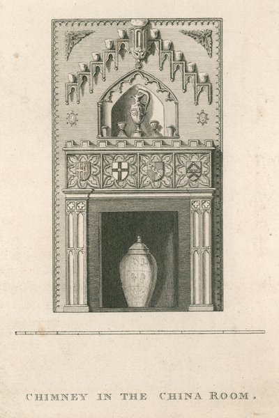 Skorstein i Kina-rommet, Strawberry Hill, Twickenham, London av English School