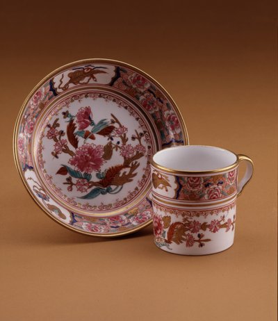 Kaffekopp og tallerken i kinesisk stil, Spode, Staffordshire, ca. 1800 (porselen) av English School