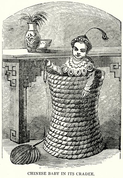 Kinesisk baby i vuggen sin (gravering) av English School