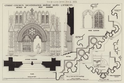 Christ Church, Westminster Bridge Road, Lambeth (gravering) av English School
