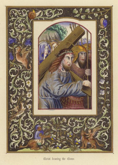 Kristus som bærer korset (farge litho) av English School