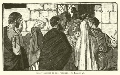 Kristus søkt av sine foreldre, St Luke, ii, 46 (gravering) av English School