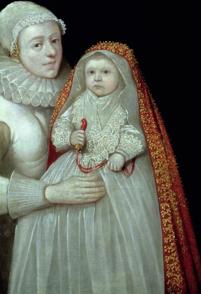 Dåp, Portrett av en mor og et barn, ca.1595 av English School