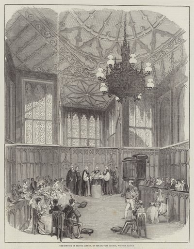 Dåp av prins Alfred, i det private kapellet, Windsor Castle (gravering) av English School