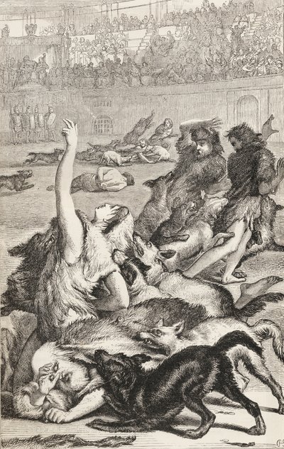 Kristne martyrer i den romerske arenaen, ca. 1865 (tregravering) av English School
