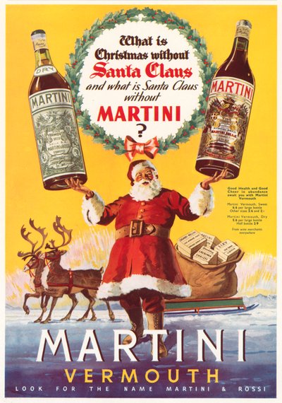 Juleannonse for Martini vermouth (farge litho) av English School
