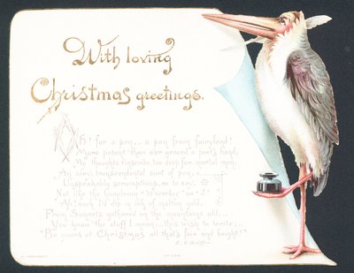 Julekort med stork av English School