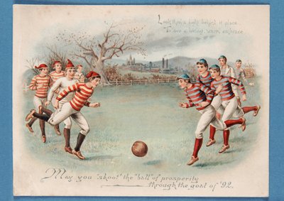 Julepostkort av en fotballkamp, 1892 av English School