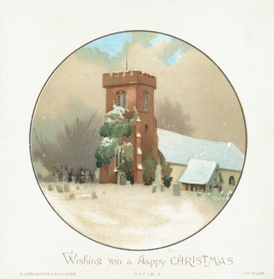 Kirke i snøen, julekort av English School