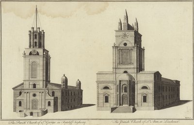 Church of St George, Ratcliff Highway og Church of St John, Limehouse, London av English School
