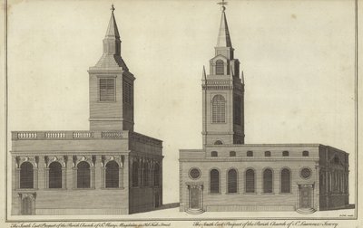 Church of St Mary Magdalen i Old Fish Street og Church of St Lawrence Jewry, London av English School
