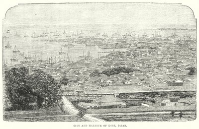 By og havn i Kobe, Japan (gravering) av English School
