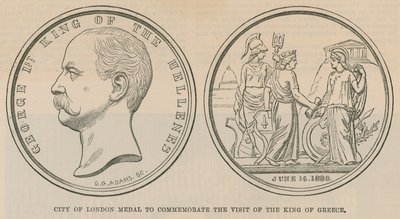City of London-medaljen til minne om besøket til kongen av Hellas i juni 1880 av English School