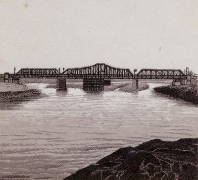 Clarence Bridge, Cardiff (litho) av English School