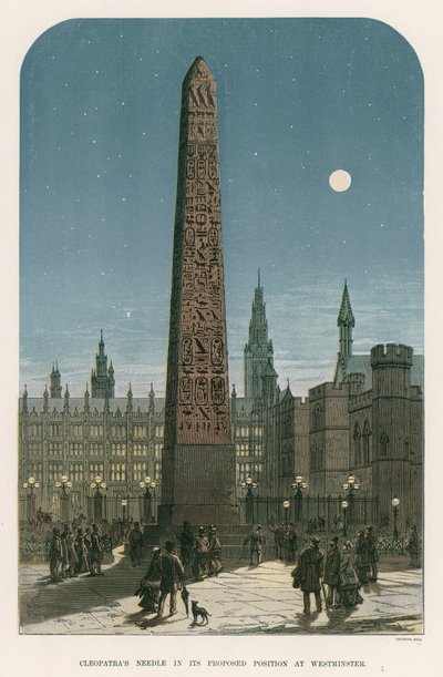Cleopatras Needle i sin foreslåtte stilling i Westminster av English School