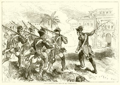 Clive leder mennene sine opp til Conjeveram (1751) av English School
