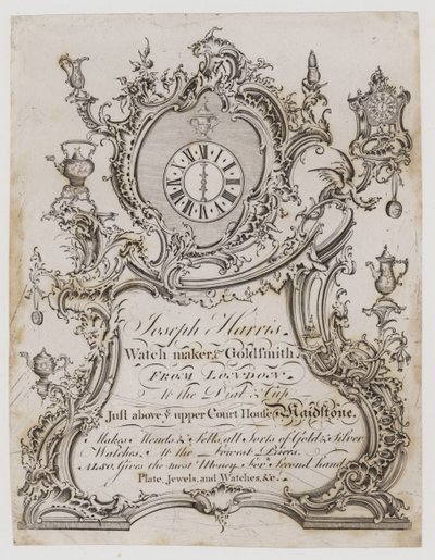 Klokke- og urmakere, Joseph Harris, byttekort av English School